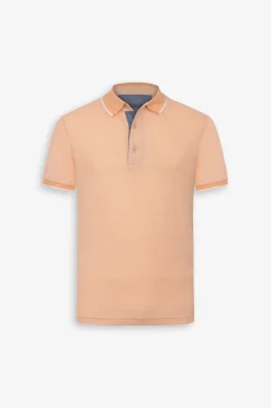 Apricot contrasting collar and profiles polo shirt