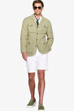 Army green linen blend Saharan jacket