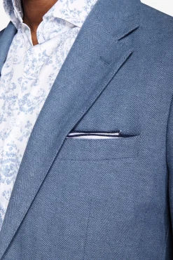 Avion blue Herringbone linen blend blazer