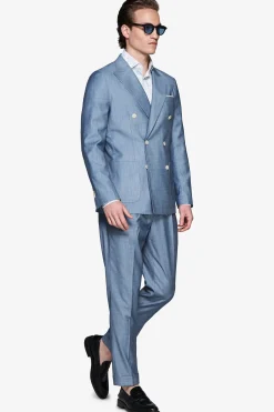 Avion denim effect double-breasted blazer