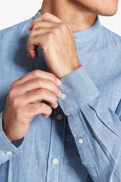Avion linen blend mandarin collar shirt