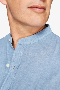Avion linen blend mandarin collar shirt