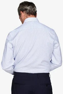 Azure striped textured slim shirt