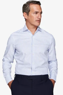 Azure striped textured slim shirt