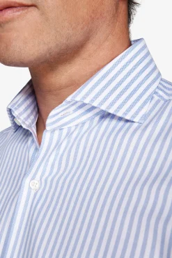 Azure striped textured slim shirt