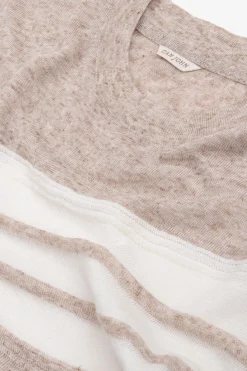 Beige striped knit t-shirt
