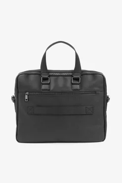Black faux-leather overnight bag