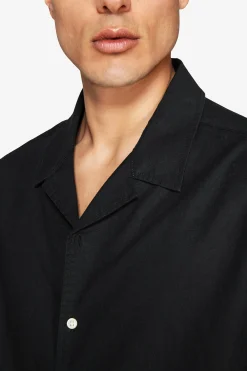 Black Hawaiian linen blend shirt