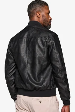 Black leatherette bomber jacket