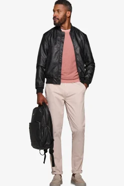Black leatherette bomber jacket
