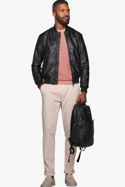 Black leatherette bomber jacket