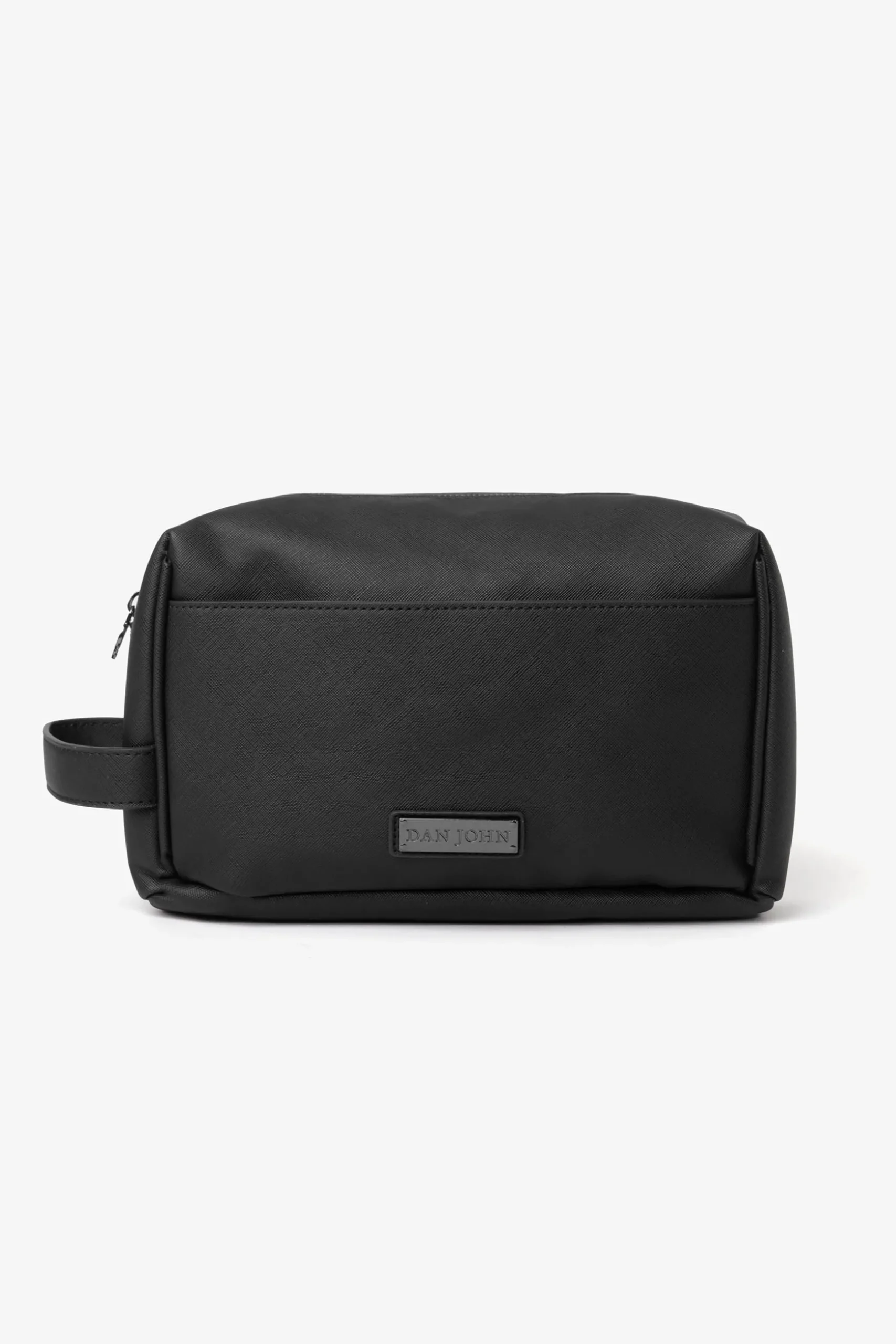 Black Saffiano leatherette toiletry bag