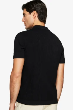 Black textured knit shirt
