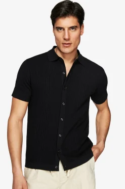 Black textured knit shirt