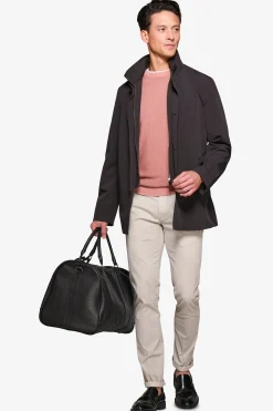 Black trench coat with bib