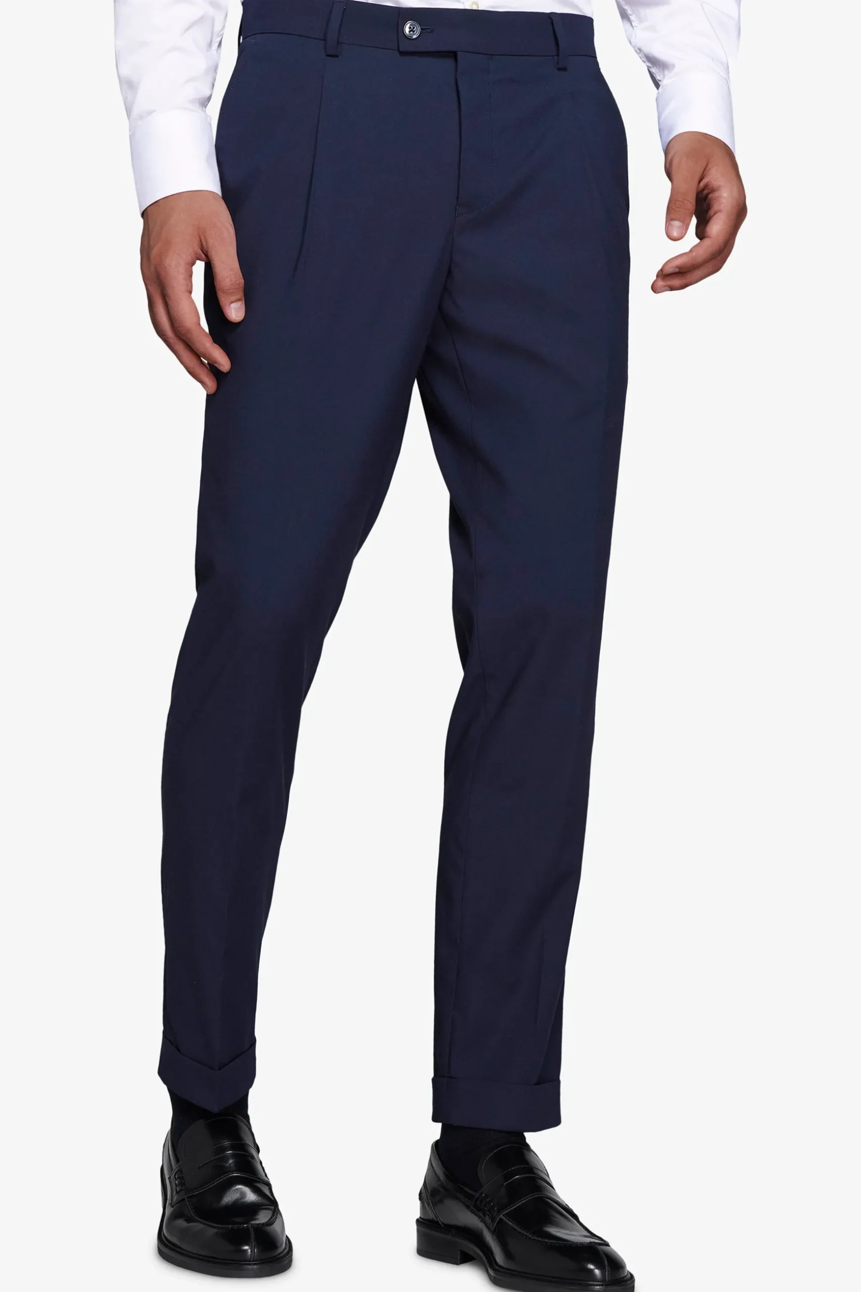 Blue classic trousers with pleats