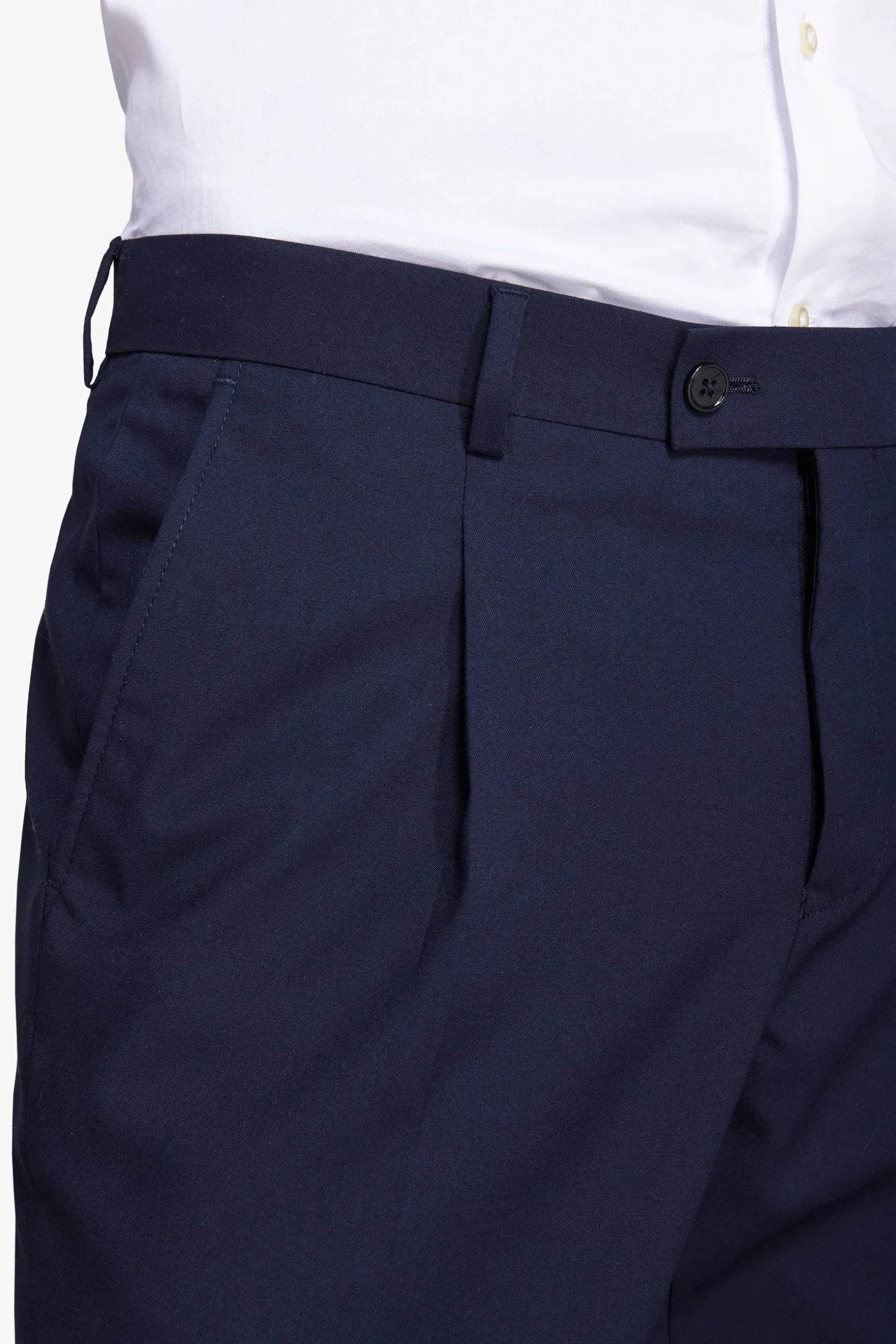 Blue classic trousers with pleats