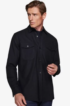 Blue flannel effect overshirt