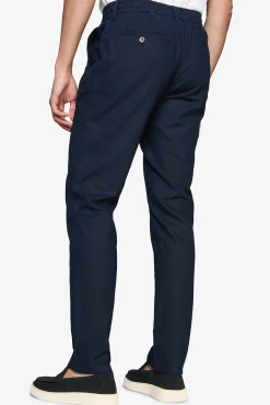 Blue linen blend drawstring pants