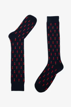 Blue 2-pack pattern long socks