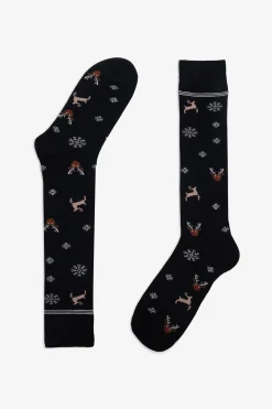 Blue 2-pack pattern long socks