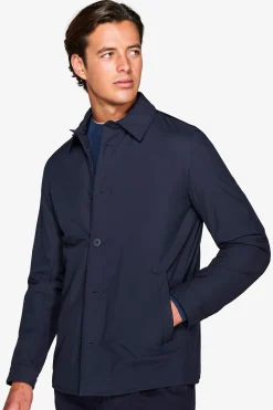 Blue short trench coat
