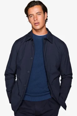Blue short trench coat