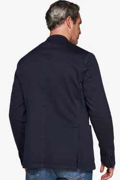 Blue stretch textured blazer