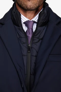 Blue technical quilted coat