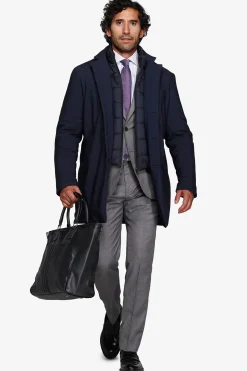 Blue technical quilted coat