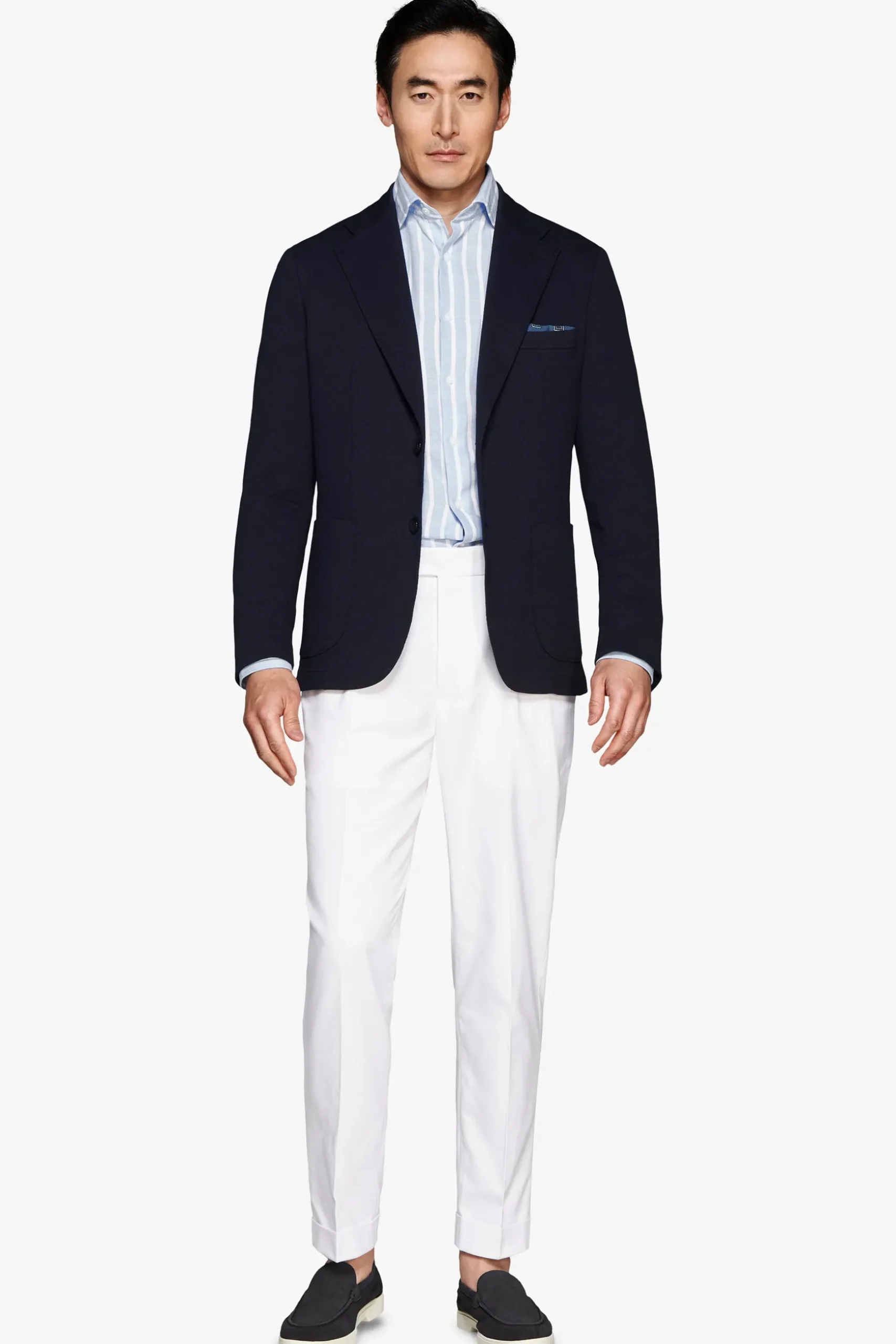 Blue textured jersey blazer