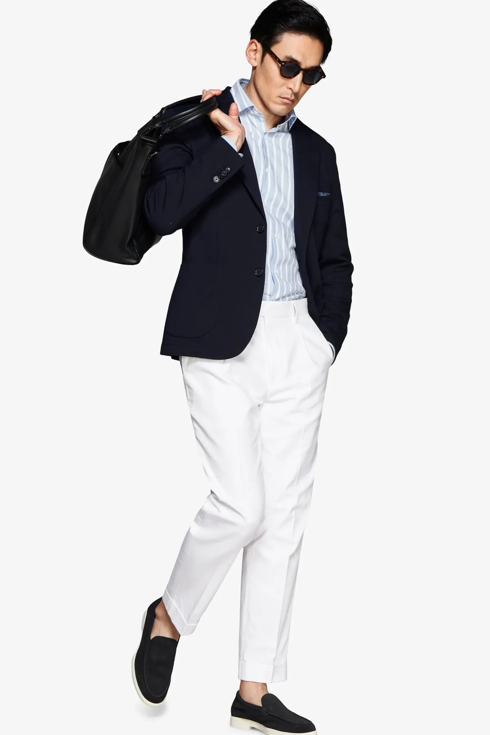 Blue textured jersey blazer