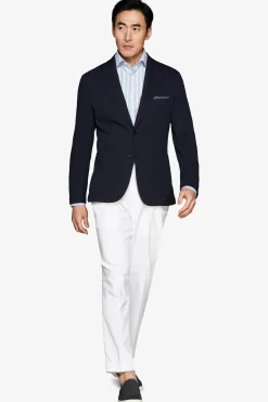 Blue textured jersey blazer