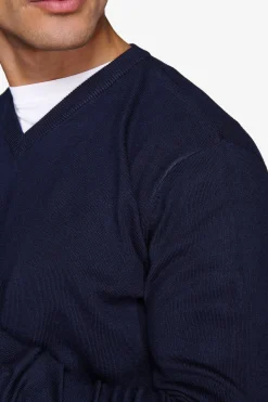 Blue V-neck sweater
