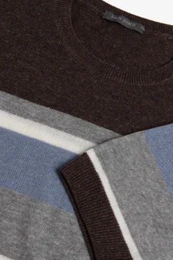 Brown striped knit t-shirt