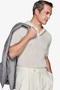 Butter linen blend knit polo shirt
