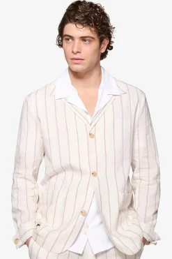"Capri" cream pinstripe suit overshirt