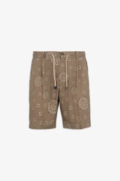 Cashmere pattern drawstring Bermuda shorts