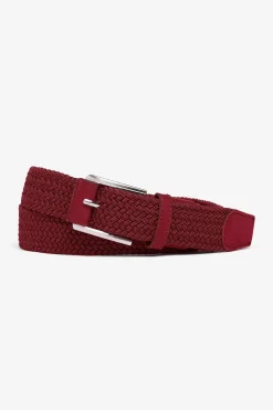 Casual red woven elastic belt