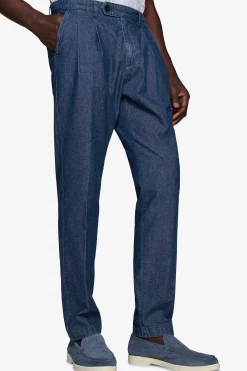 Chambray double pleat trousers