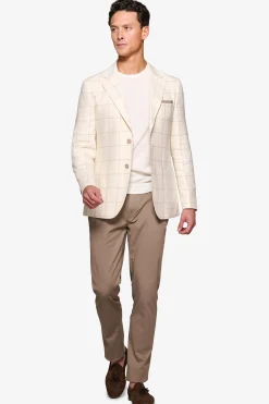 Cream check slim blazer