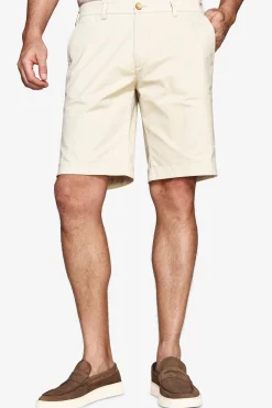 Cream cotton basic chino bermuda shorts