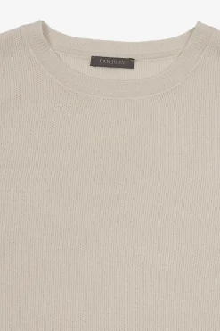 Cream honeycomb knit t-shirt