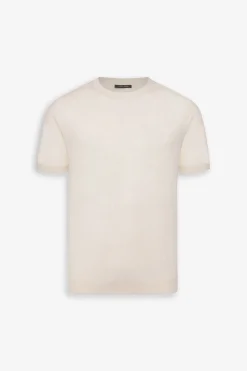 Cream linen blend knit t-shirt