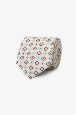 Cream micro pattern cotton tie