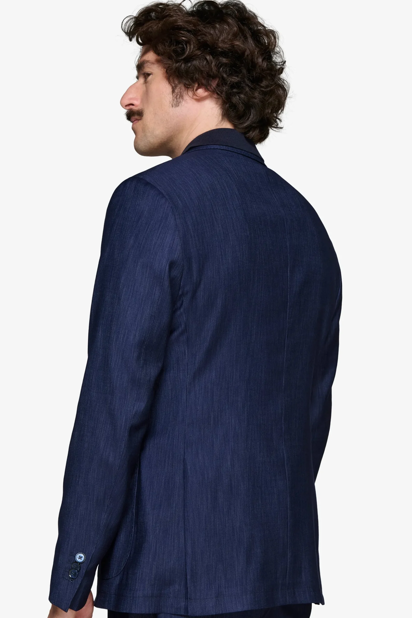 Dark blue denim effect blazer