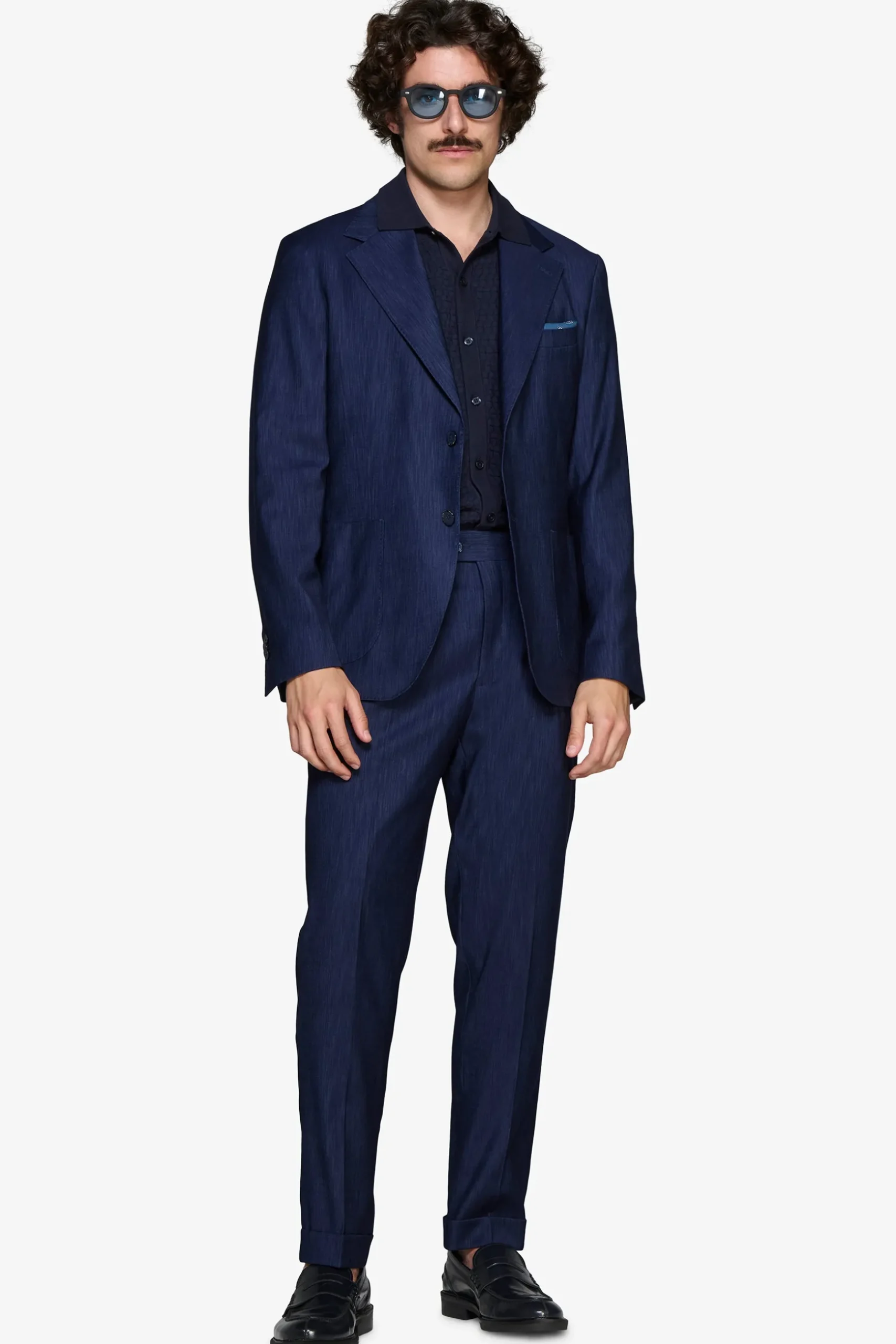 Dark blue denim effect blazer