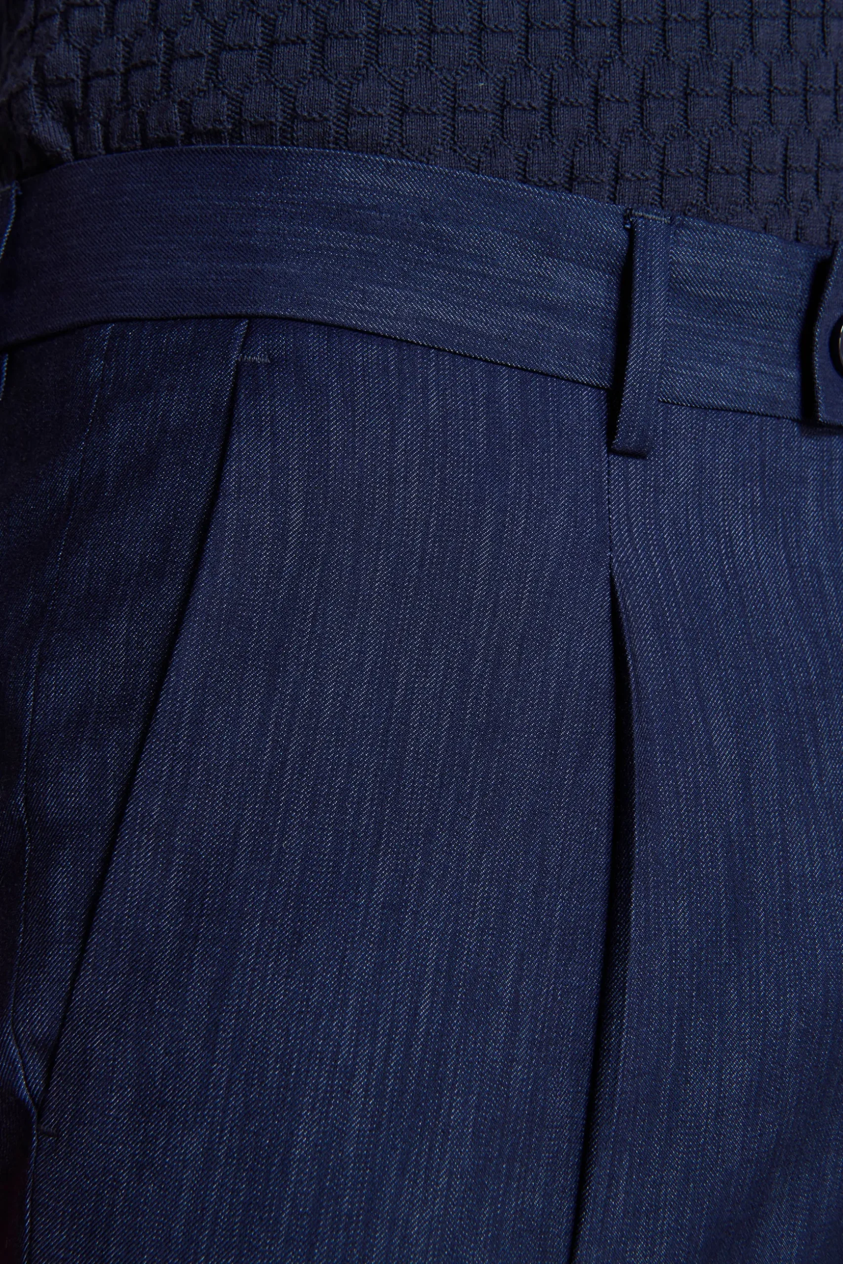 Dark blue denim effect trousers
