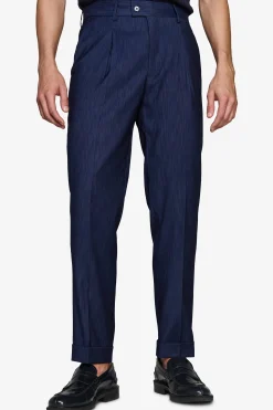 Dark blue denim effect trousers