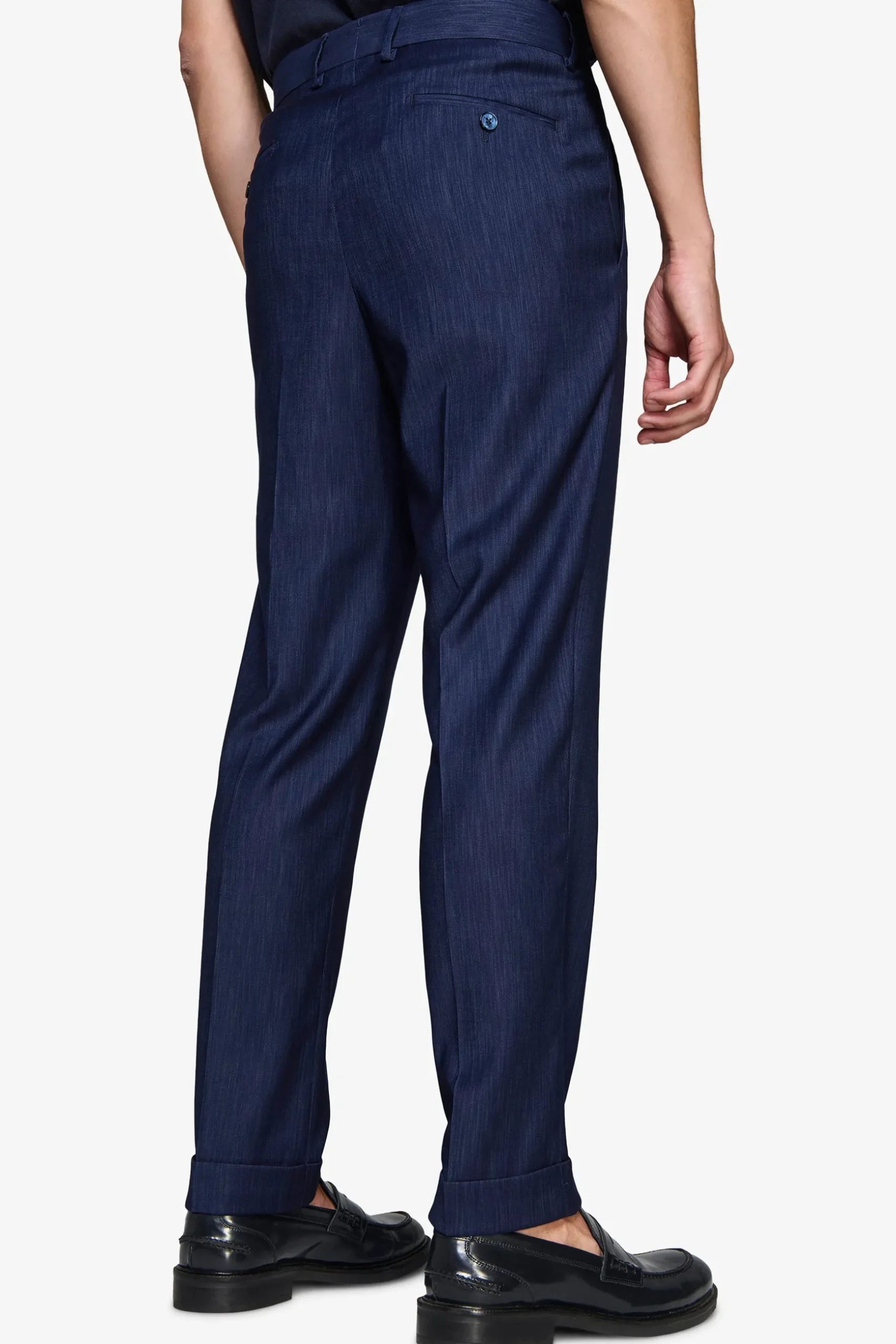 Dark blue denim effect trousers